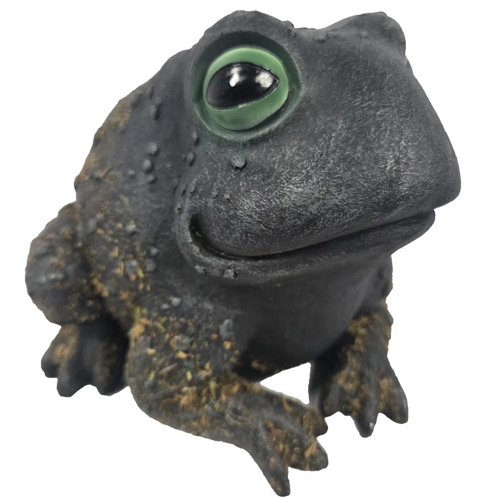 Mossy Frog Toad Figurine 7 Inch Black Green Witch Potion Gothic Halloween Decor